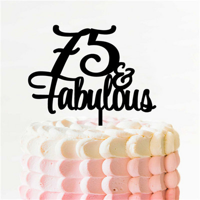 50 & Fabulous Cake Topper 35 40 45 55 60 70 80 90 Birthday Cake Topper Gold Glitter Picks Αξεσουάρ για πάρτι Επετειακή διακόσμηση
