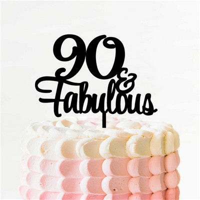 50 & Fabulous Cake Topper 35 40 45 55 60 70 80 90 Birthday Cake Topper Gold Glitter Picks Αξεσουάρ για πάρτι Επετειακή διακόσμηση