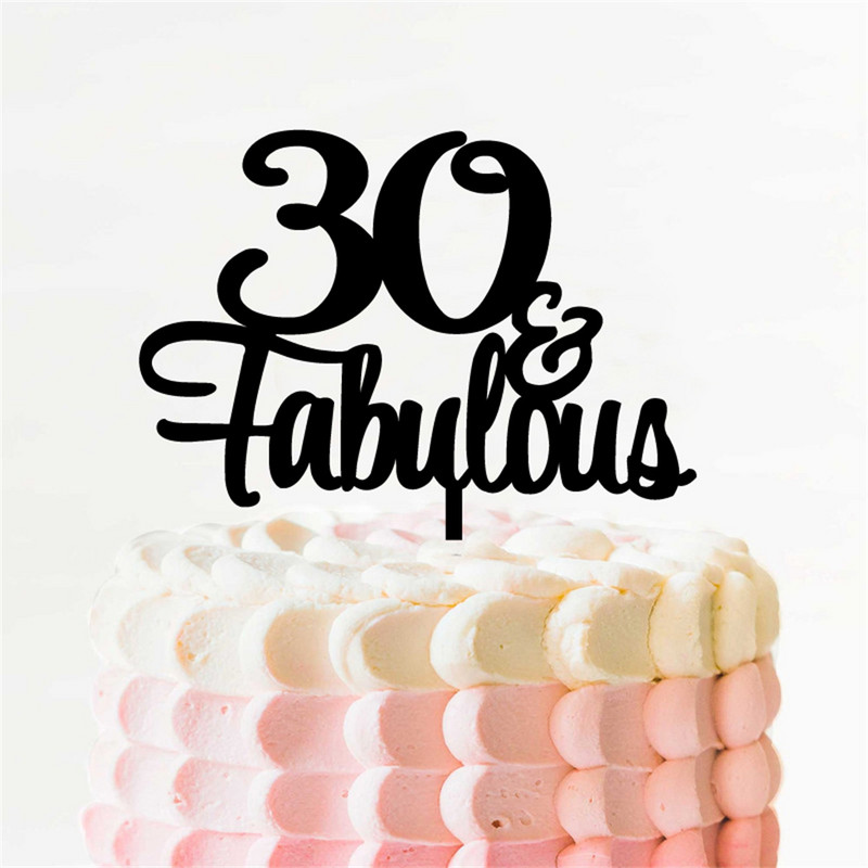 50 & Fabulous Cake Topper 35 40 45 55 60 70 80 90 Birthday Cake Topper Gold Glitter Picks Αξεσουάρ για πάρτι Επετειακή διακόσμηση