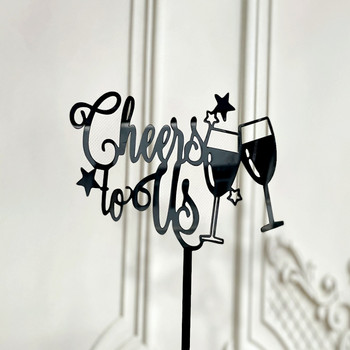 Ins Acrylic Happy New Year Party Cake Topper Декорация Червено злато New Year\'s Cheers Десерт Cake Topper за домашно парти Детски подаръци