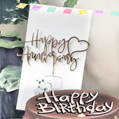 Uus palju õnne sünnipäevaks tordipealne Kuldne südamekujuline akrüülist pulmatordipealsed sõbrapäevapeokingiks magustoidukaunistus