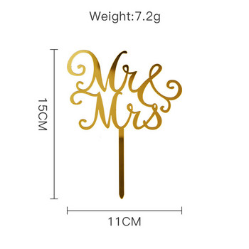 Ms&Mrs Акрилен топер за торта Сватба Свети Валентин Топпер за кексчета Предложение Диамантен пръстен Годишнина Декорация за печене
