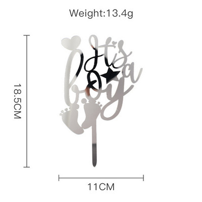 Νέο Baby Happy Birthday Cake Topper Χρυσό ασημί ακρυλικό Παιδικό πάρτι γενεθλίων για τούρτα για στολισμό επιδόρπιο Baby Shower Cake