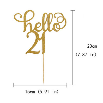 1PC Topper pentru tort de aniversare cu sclipici auriu Toppers pentru cupcake Articole pentru decorare tort pentru petrecere de nuntă Bună ziua 30 21 40 50 60 Cadou de ziua de naștere