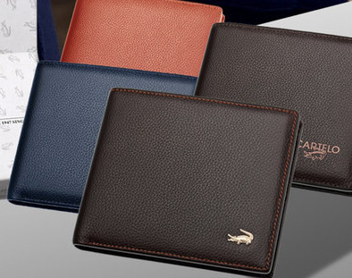 Portofel din piele cu inscriptie