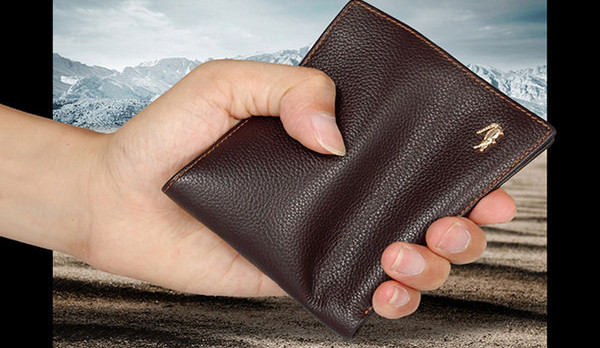 Portofel din piele cu inscriptie