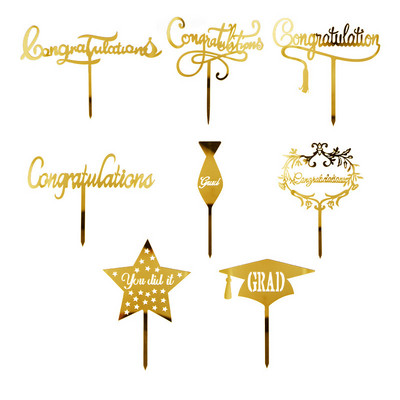 Χρυσά Συγχαρητήρια Το κάνατε Grad Cake Topper Graduation Celebration Cake Decoration Party Supplies Αξεσουάρ ψησίματος