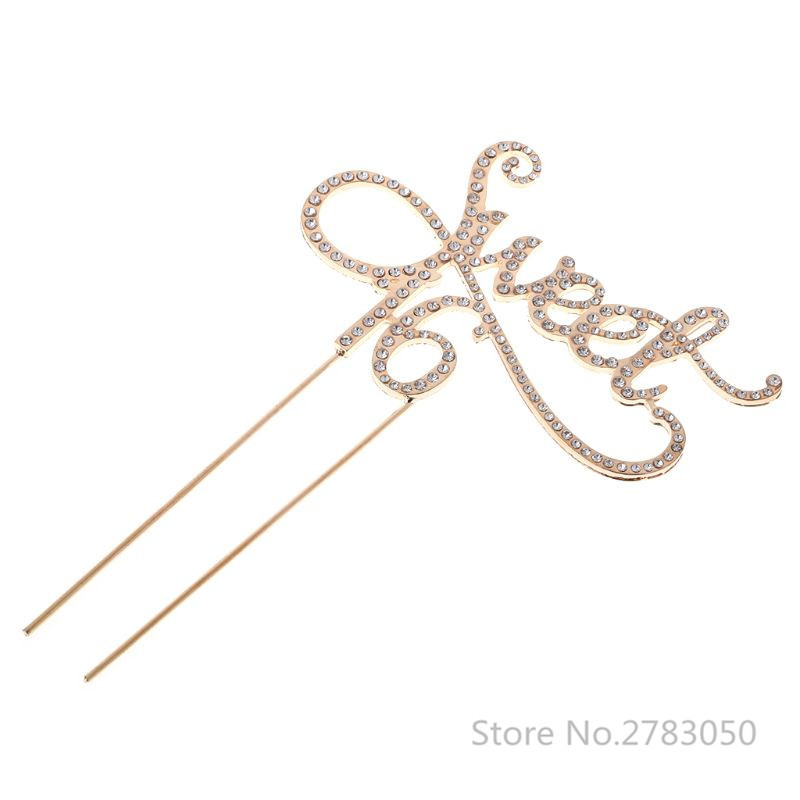 Sweet 16 Cake Topper 16th Birthday Party Themes with Rhinestone Decoration Είδη διακόσμησης τούρτας χρυσό/ασημί