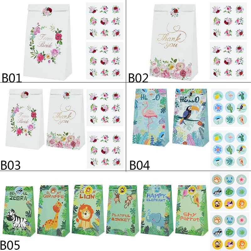 12 tk/partii peenest paberist kommide kinkepakkekott Tasuta 18 tk sobivad kleebised sünnipäeva pulmapeo kinkekarp külalistele