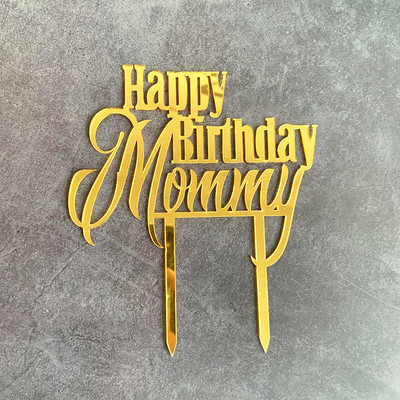 Νέο ακρυλικό Mother Dad Happy Birthday Cake Topper Daddy Birthday Party Διακοσμήσεις τούρτας Μπομπονιέρες Προμήθειες Γιορτή του πατέρα