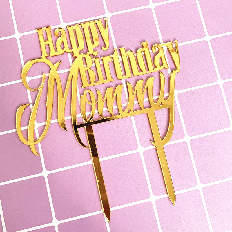 Νέο ακρυλικό Mother Dad Happy Birthday Cake Topper Daddy Birthday Party Διακοσμήσεις τούρτας Μπομπονιέρες Προμήθειες Γιορτή του πατέρα