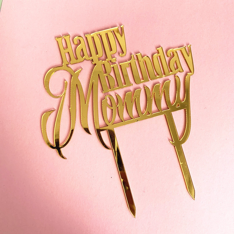 Νέο ακρυλικό Mother Dad Happy Birthday Cake Topper Daddy Birthday Party Διακοσμήσεις τούρτας Μπομπονιέρες Προμήθειες Γιορτή του πατέρα