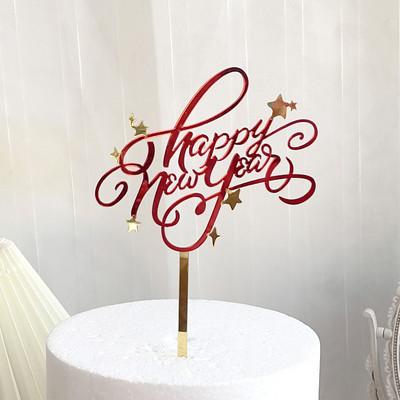 2023 La mulți ani de aniversare Tort Topper Roșu Aur Acrilic Copii Petrecere de Revelion Cake Topper Acasă Cadouri de petrecere Decor pentru desert