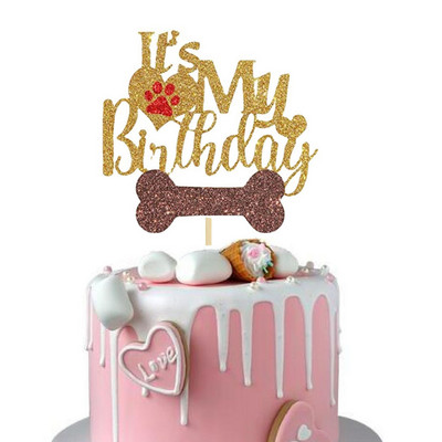 Ins Show off The Dog La mulți ani Urme de câine Cake Topper Carton Cake Topper pentru decorațiuni de tort pentru petrecerea de aniversare