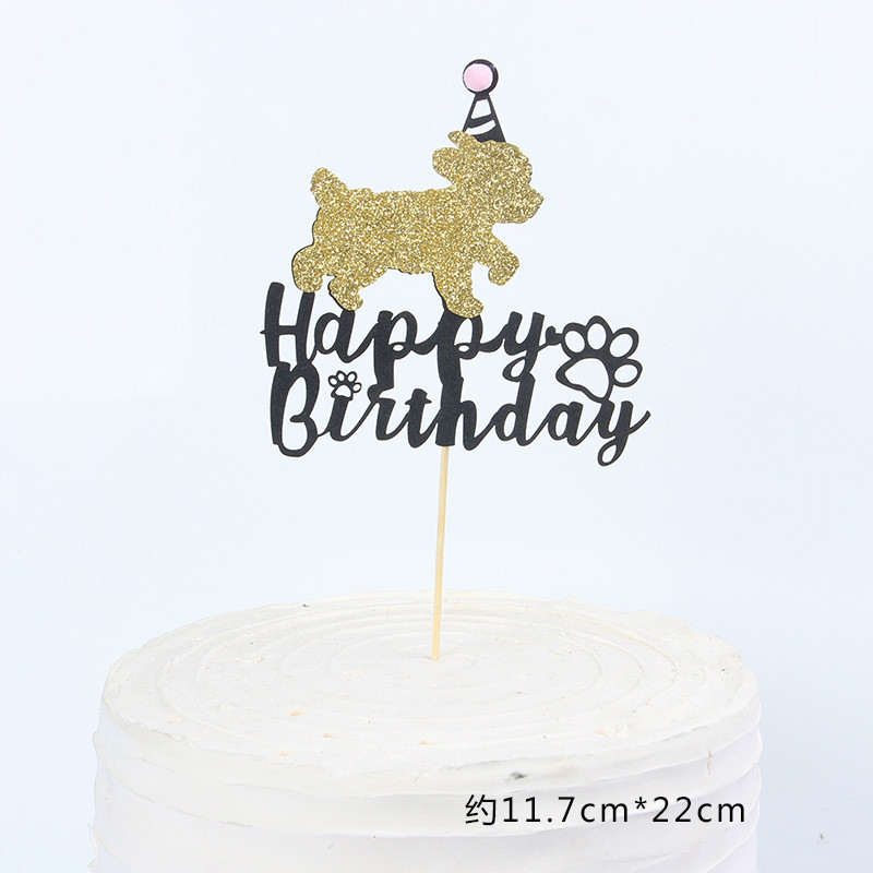Ins Show off The Dog Χρόνια πολλά Dog Footprints Cake Topper Paperboard Cake Topper For Birthday Party Διακοσμήσεις τούρτας