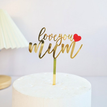 Най-добрата майка Mother\'s Day Party Cake Topper Pink Red Love You Mum Акрилна торта Topper for Mommy Birthday Party Cake Decorations Gift