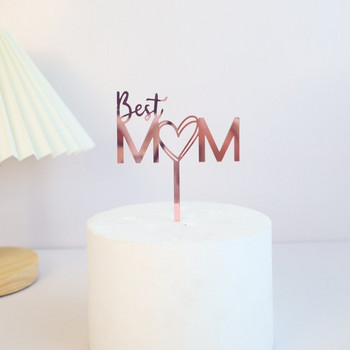 Най-добрата майка Mother\'s Day Party Cake Topper Pink Red Love You Mum Акрилна торта Topper for Mommy Birthday Party Cake Decorations Gift