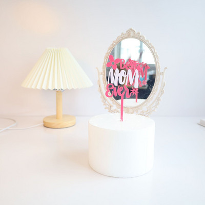 Cel mai bun Topper de tort pentru petrecerea de ziua mamei, roz rosu, te iubesc mama, Topper de tort acrilic pentru cadou pentru decorațiuni de tort pentru petrecerea de ziua mamei