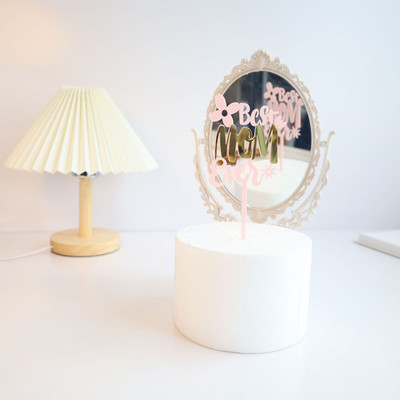 Cel mai bun Topper de tort pentru petrecerea de ziua mamei, roz rosu, te iubesc mama, Topper de tort acrilic pentru cadou pentru decorațiuni de tort pentru petrecerea de ziua mamei