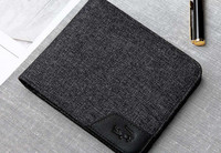 Portofel barbatesc textil cu element metalic