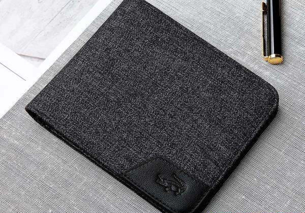 Portofel barbatesc textil cu element metalic