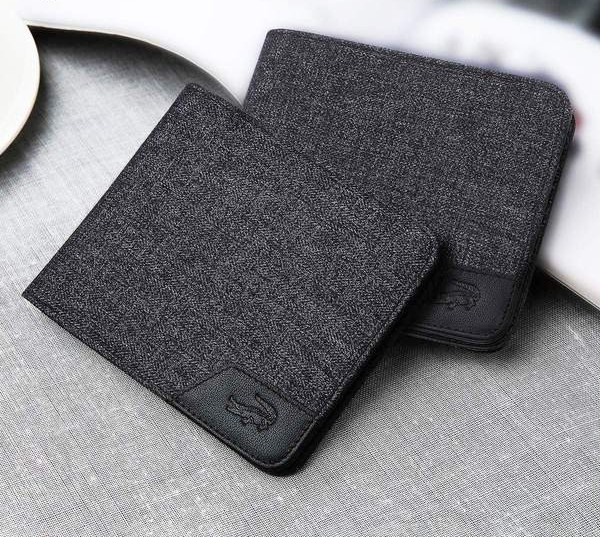 Portofel barbatesc textil cu element metalic