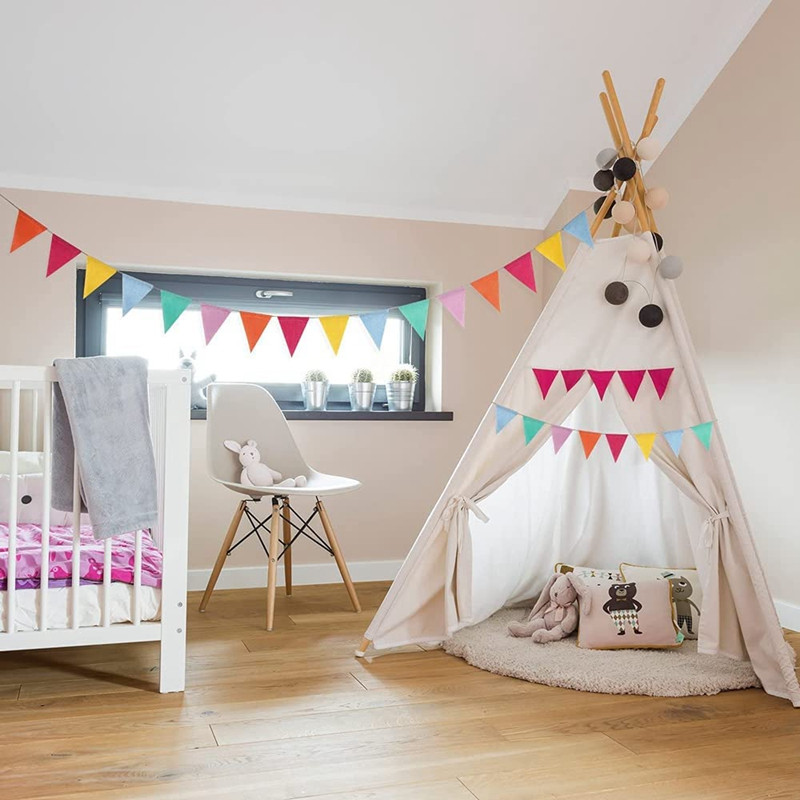 4M цветни знамена от ленено бельо от юта, вимпел, овесарка за рожден ден, банери, окачени на стената, сватбени висящи банери, парти гирлянди за домашен декор