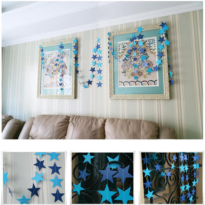 4M звезден гирлянд 7 см 10 см хартиени звезди Стример Блестяща овесарка за декорация на парти за рожден ден Декорация на детска стая Консумативи за бебешки душ