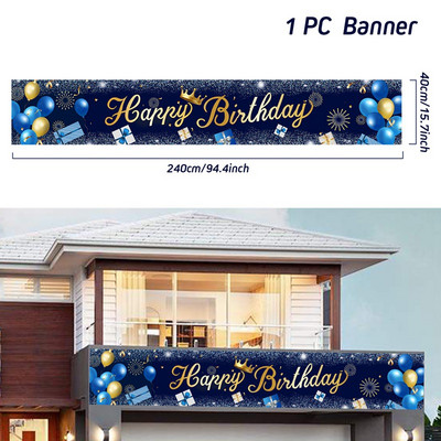 Черно злато Честит рожден ден Банер Парти за рожден ден Декорация Бебешко парти Фон Декор Бантинг Гирлянди Банери Висящи знамена