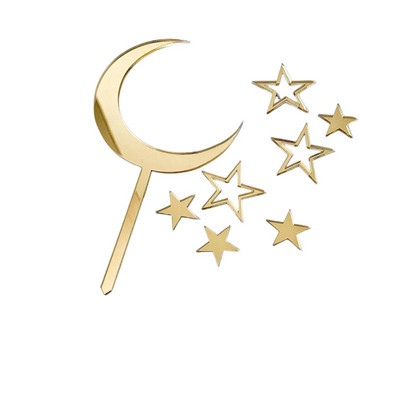 Gold Moon Stars Happy Birthday Cake Topper Wedding Acrylic Cake Topper for Baby Kids Birthday Party Supplies Διακοσμήσεις τούρτας