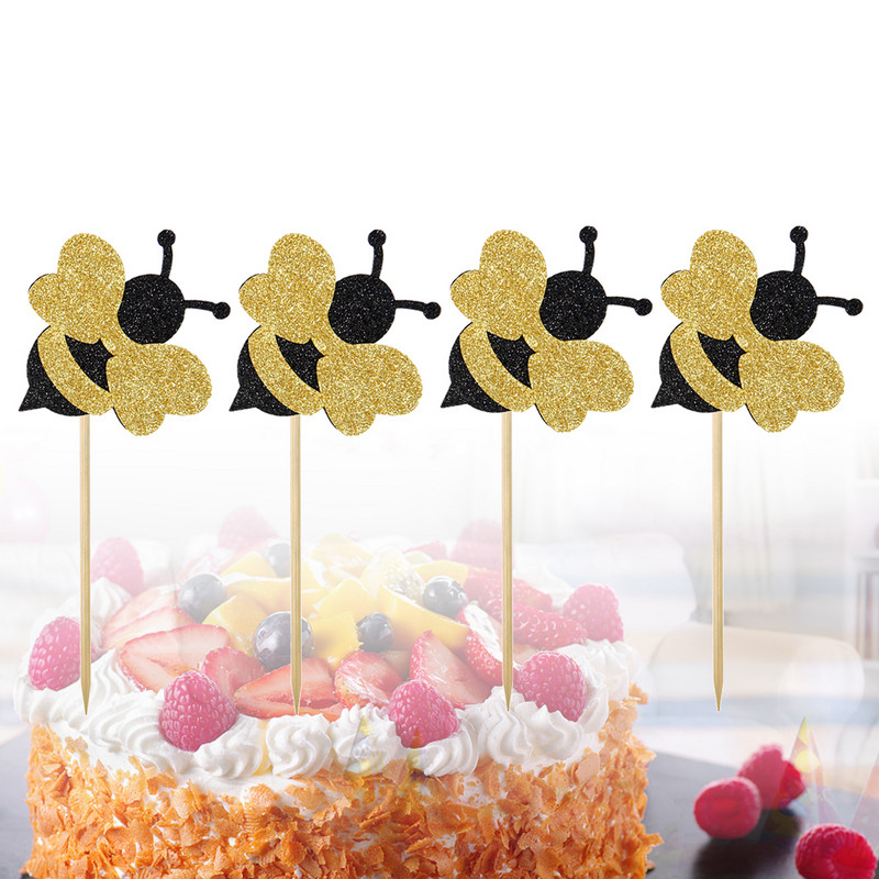 Paberist koogikatted Läikivad mesilaste koogipealsed mesilaste puuviljakorkid magustoidu dekoratiivtarvikud laste sünnipäevade kaunistamiseks A30