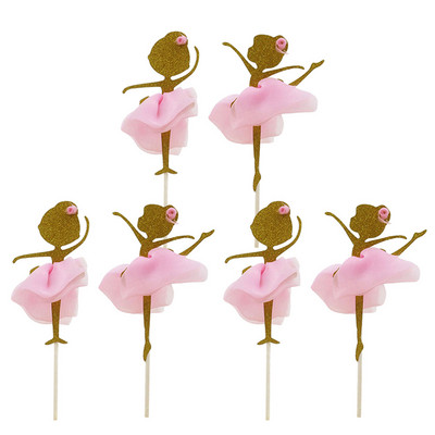 6 bucăți Ballerina Dancing Girl Cupcake Toppers Fată Design Tort Pics Decorare Cupcake pentru nuntă Nupțial Duș Petrecere de aniversare D