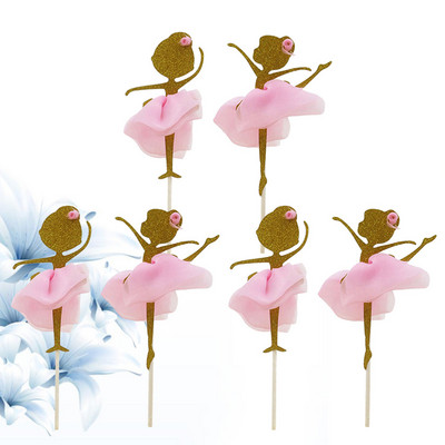 6PCS Балерина Dancing Girl Cupcake Toppers Girl Design Cake Picks Cupcake Decoration for Wedding Bridal Show Birthday Party D