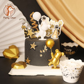 Must kuld 2022 aastavahetus koogi küpsetamine Dekoratsiooniõhupall Karu Interneti-kuulsus Uusaastapidu koogiääre kaunistus