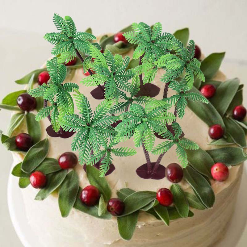 5 τεμ./παρτίδα Palm Tree with Coconuts Cake Topper Coconuts Tree Cupcake Topper for Hawaiian Tropical Baby Shower Kids Birthday Party