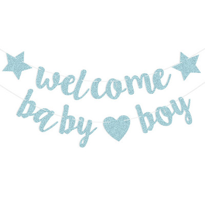 Zilā krāsa Baby Shower Oh Baby Welcome Baby Boy Dzimums Atklāj ballītes dekorēšanas piederumi