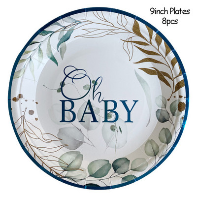 Zilā krāsa Baby Shower Oh Baby Welcome Baby Boy Dzimums Atklāj ballītes dekorēšanas piederumi