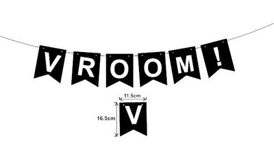 Must kahe kiire Vroomi paberbännerikomplekt Võidusõiduauto teema Sünnipäevapidu Beebi lastele Poisile 2. sünnipäeva peotarbed