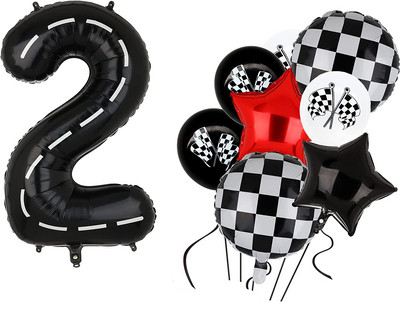 Must kahe kiire Vroomi paberbännerikomplekt Võidusõiduauto teema Sünnipäevapidu Beebi lastele Poisile 2. sünnipäeva peotarbed