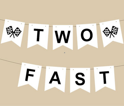 Must kahe kiire Vroomi paberbännerikomplekt Võidusõiduauto teema Sünnipäevapidu Beebi lastele Poisile 2. sünnipäeva peotarbed