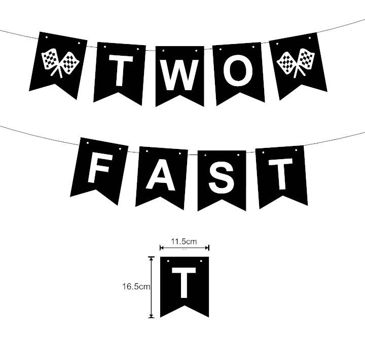 Must kahe kiire Vroomi paberbännerikomplekt Võidusõiduauto teema Sünnipäevapidu Beebi lastele Poisile 2. sünnipäeva peotarbed