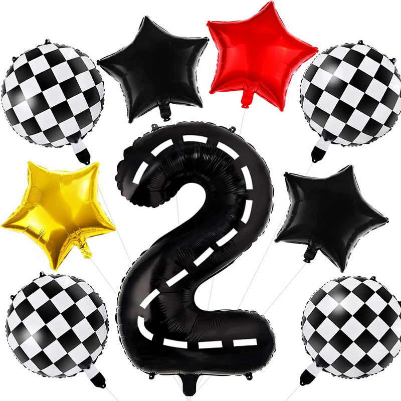 Must kahe kiire Vroomi paberbännerikomplekt Võidusõiduauto teema Sünnipäevapidu Beebi lastele Poisile 2. sünnipäeva peotarbed