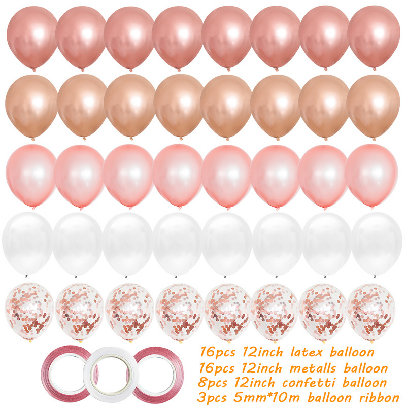 Banner de hârtie La mulți ani, ghirlandă cu ciucuri din aur roz, decorațiuni pentru petreceri, adulți, copii, prima fată, pentru baloane confetti