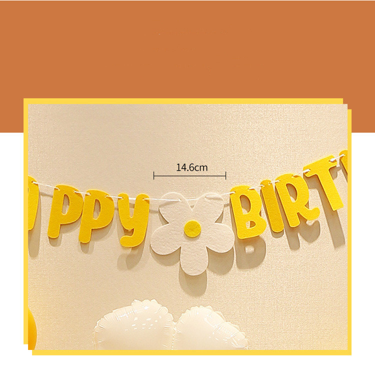 ins Baby Shower Banner nețesut Margarete La mulți ani Ghirlanda de flori albe Steagul galben