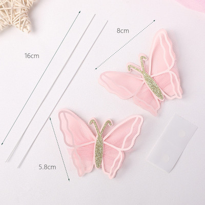 2 bucăți Mov Roz Fluture Tort Decorat La Mulți Ani Tort Topper Handmade Plasă Pentru Nuntă Ziua Ziua Baby Shower