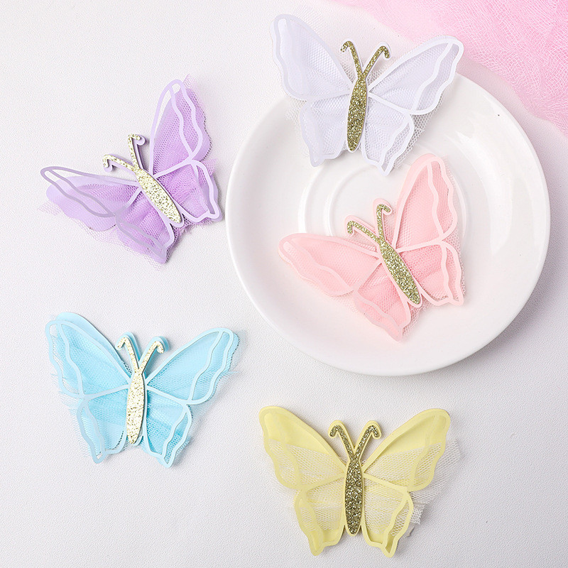 2 bucăți Mov Roz Fluture Tort Decorat La Mulți Ani Tort Topper Handmade Plasă Pentru Nuntă Ziua Ziua Baby Shower