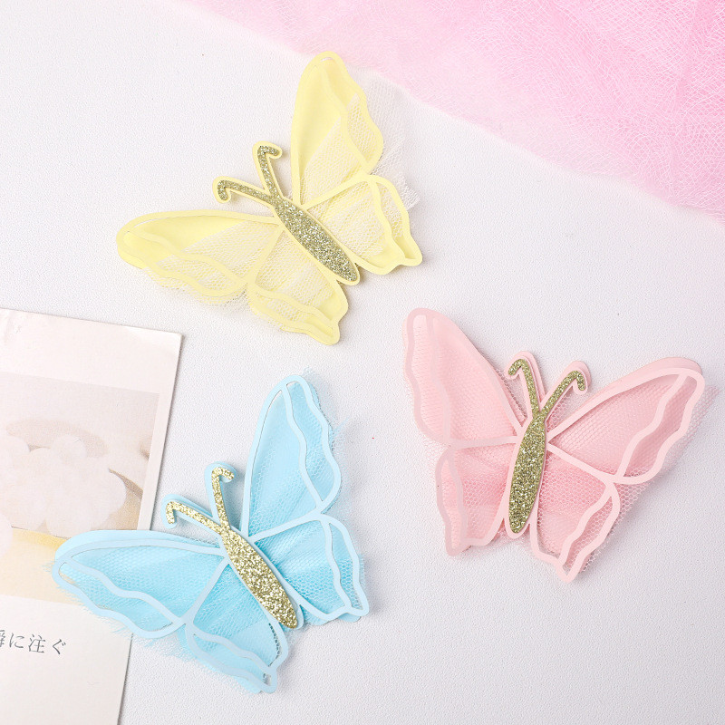 2 bucăți Mov Roz Fluture Tort Decorat La Mulți Ani Tort Topper Handmade Plasă Pentru Nuntă Ziua Ziua Baby Shower