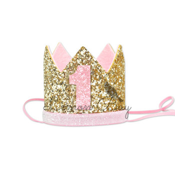 Baby One Year Crown 1st Happy Birthday Парти Декорация Деца Момче Момиче Baby Shower Парти Шапка Декорация Консумативи