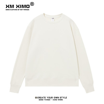 Bluză de toamnă pentru bărbați de culoare uni, cu decolteu oval