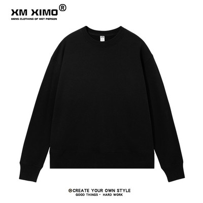 Bluză de toamnă pentru bărbați de culoare uni, cu decolteu oval